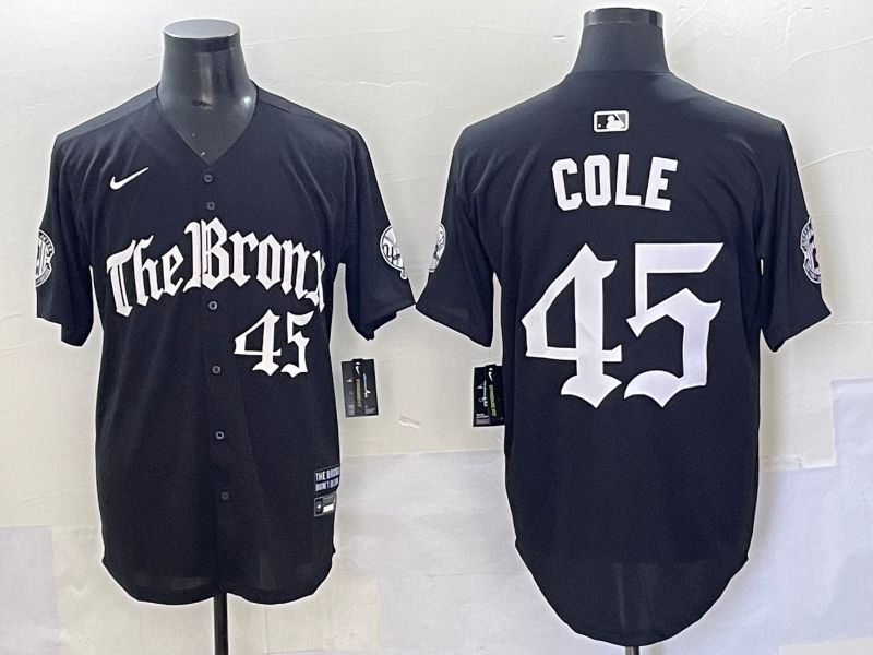 Men 2025 New York Yankees #45 Cole Black Five generations Joint Name Nike MLB Jersey style 5